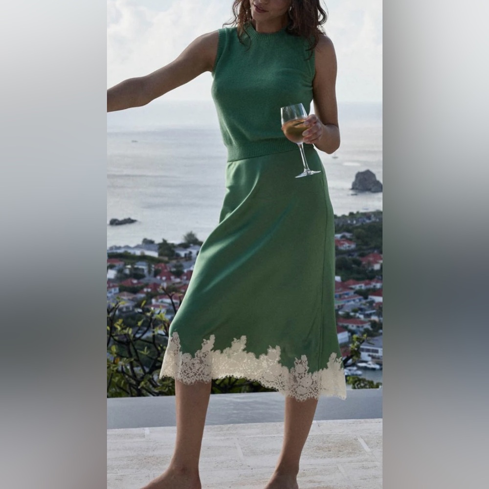 Doen Elowena Silk Skirt, S, Peridot - Picture 2 of 13